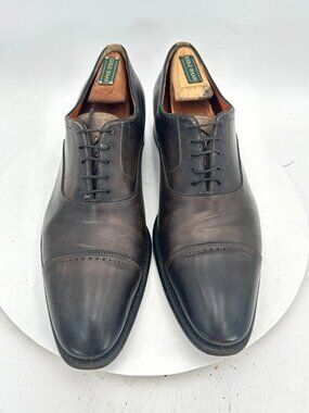 Santoni Men Size 9.5D Dark Brown Leather Brogue Cap Toe Oxford Dress Shoes
